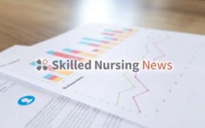 skilled nursing News logo with blurry stats on background